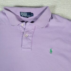 Polo Ralph Lauren Polo Shirt Mens Large Purple Lavender Cotton Short Sleeve Logo